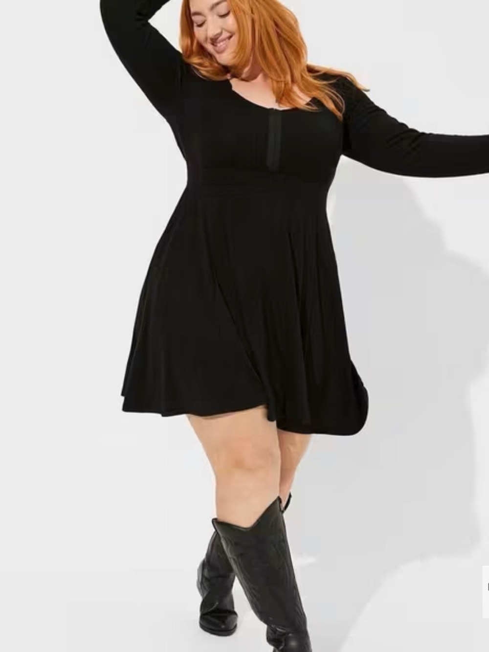 Torrid Mini Waffle Long Sleeve Skaterdress Hidden Front Placket Whimsigoth Sz 3X